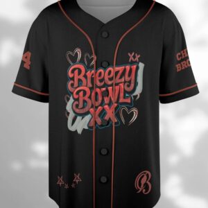 Alternative view of Custom Chris Brown Tour Music 2025 Baseball Jersey, Breezy Bowl XX Baseball Jersey, Custom Breezy Jersey