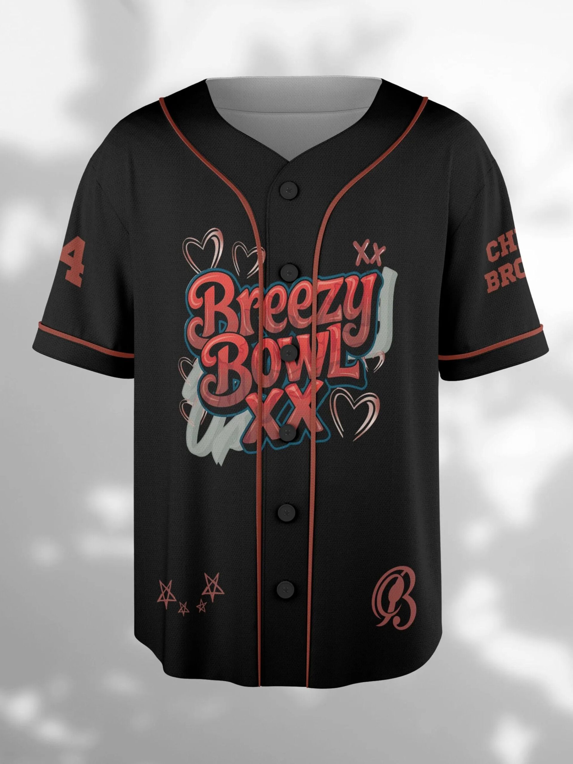 Custom Chris Brown Tour Music 2025 Baseball Jersey, Breezy Bowl XX Baseball Jersey, Custom Breezy Jersey - Image 2