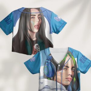 Billie Eilish Crop Top Baseball Jersey: Hit Me Hard and Soft Concert Outfit