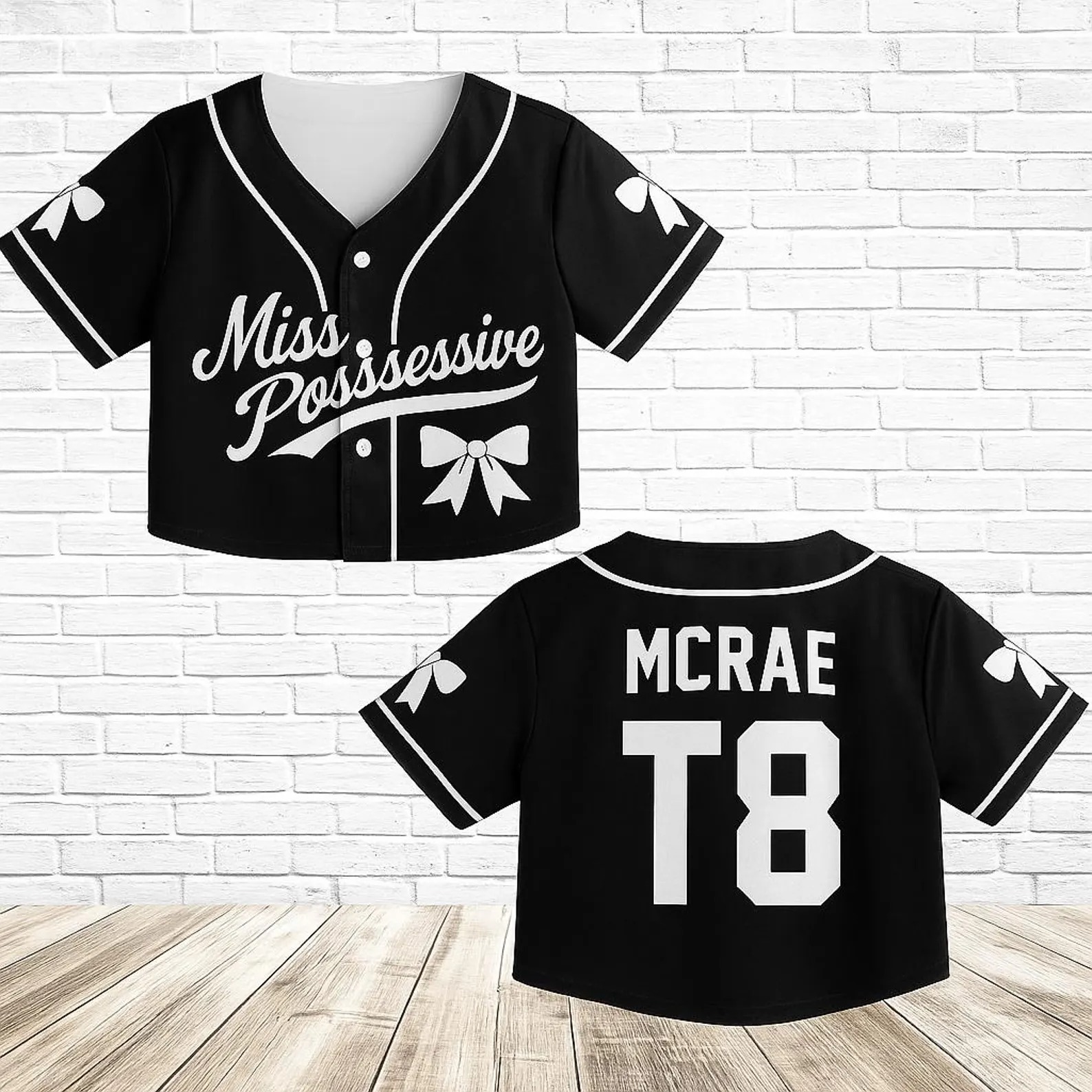 Tate Mcrae T8 Croptop Jersey, Tate Concert Clothes, T8 Mcrae Jersey, Tate Mcrae Tshirt, Black Jersey - Image 2