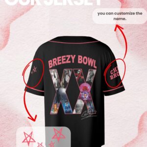 Alternative view of Custom Chris Brown Baseball Jersey, Breezy Bowl XX Baseball Jersey, 2025 Breezy Bowl XX Tour Concert Gear