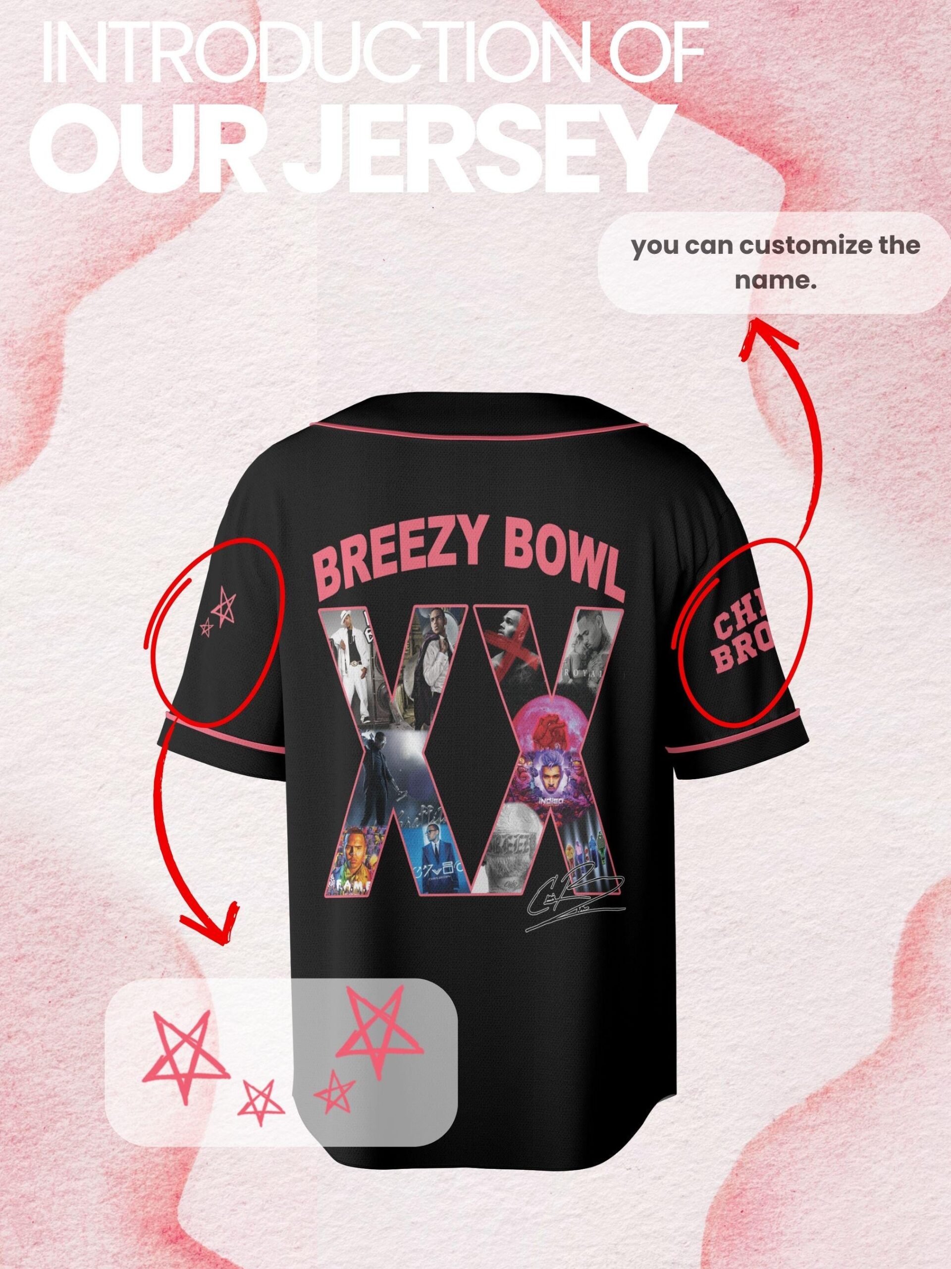 Custom Chris Brown Baseball Jersey, Breezy Bowl XX Baseball Jersey, 2025 Breezy Bowl XX Tour Concert Gear - Image 2