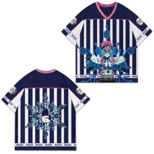 Anime Akaza Print Football Jersey, Unisex Shirt Gift For Him, Anime Lover, Demon Slayer Crewneck