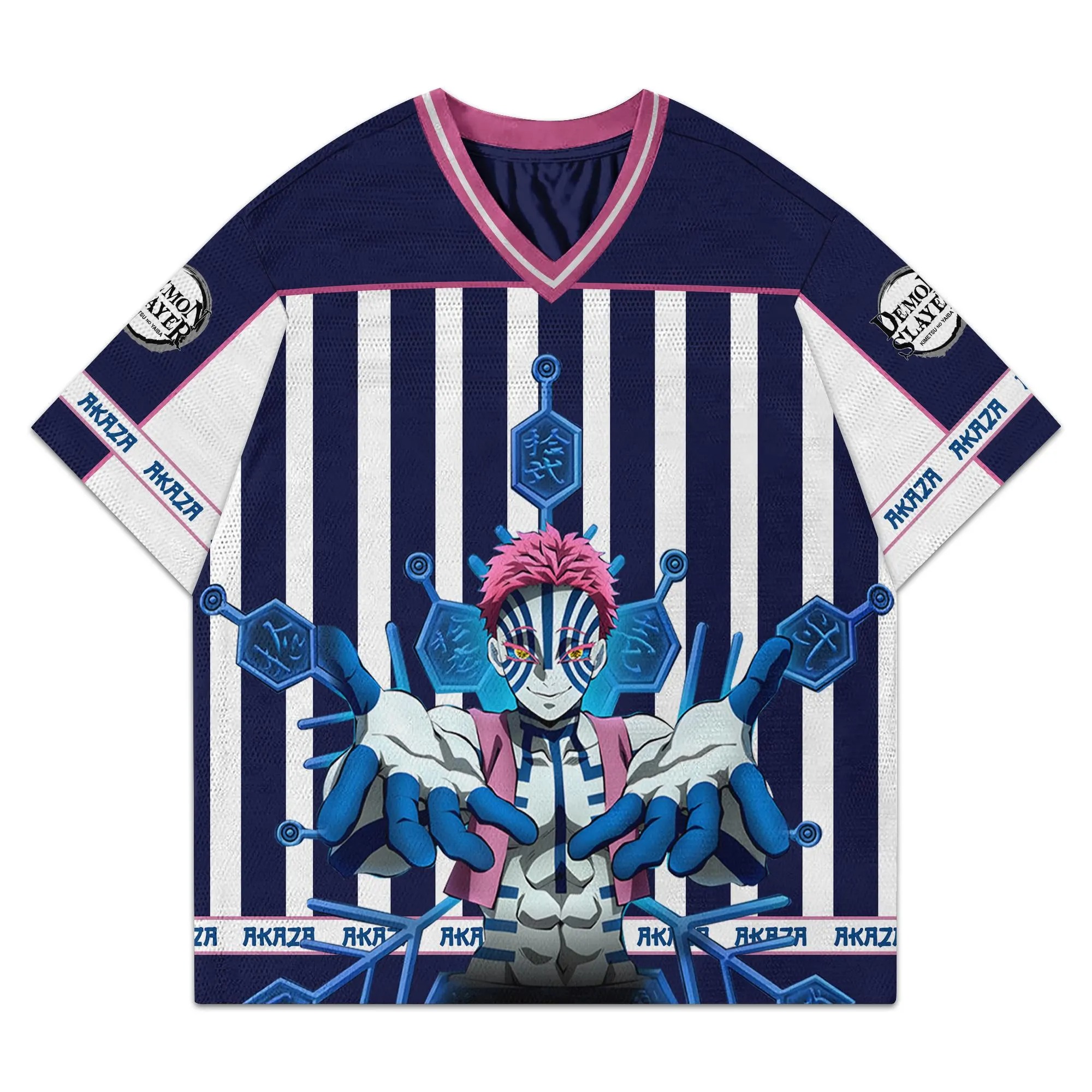 Anime Akaza Print Football Jersey, Unisex Shirt Gift For Him, Anime Lover, Demon Slayer Crewneck - Image 2
