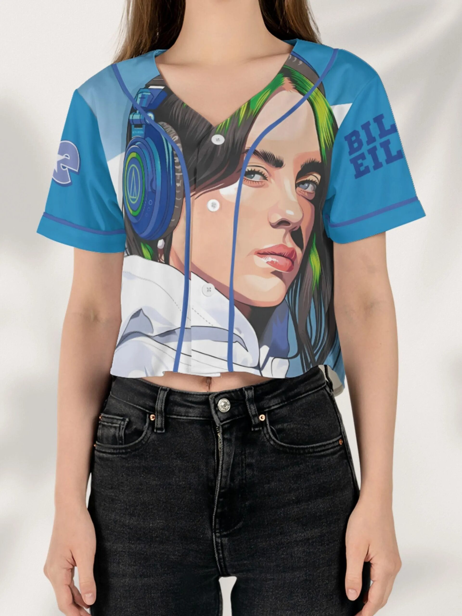 Billie Eilish Crop Top Baseball Jersey: Hit Me Hard and Soft Concert Outfit - Image 4