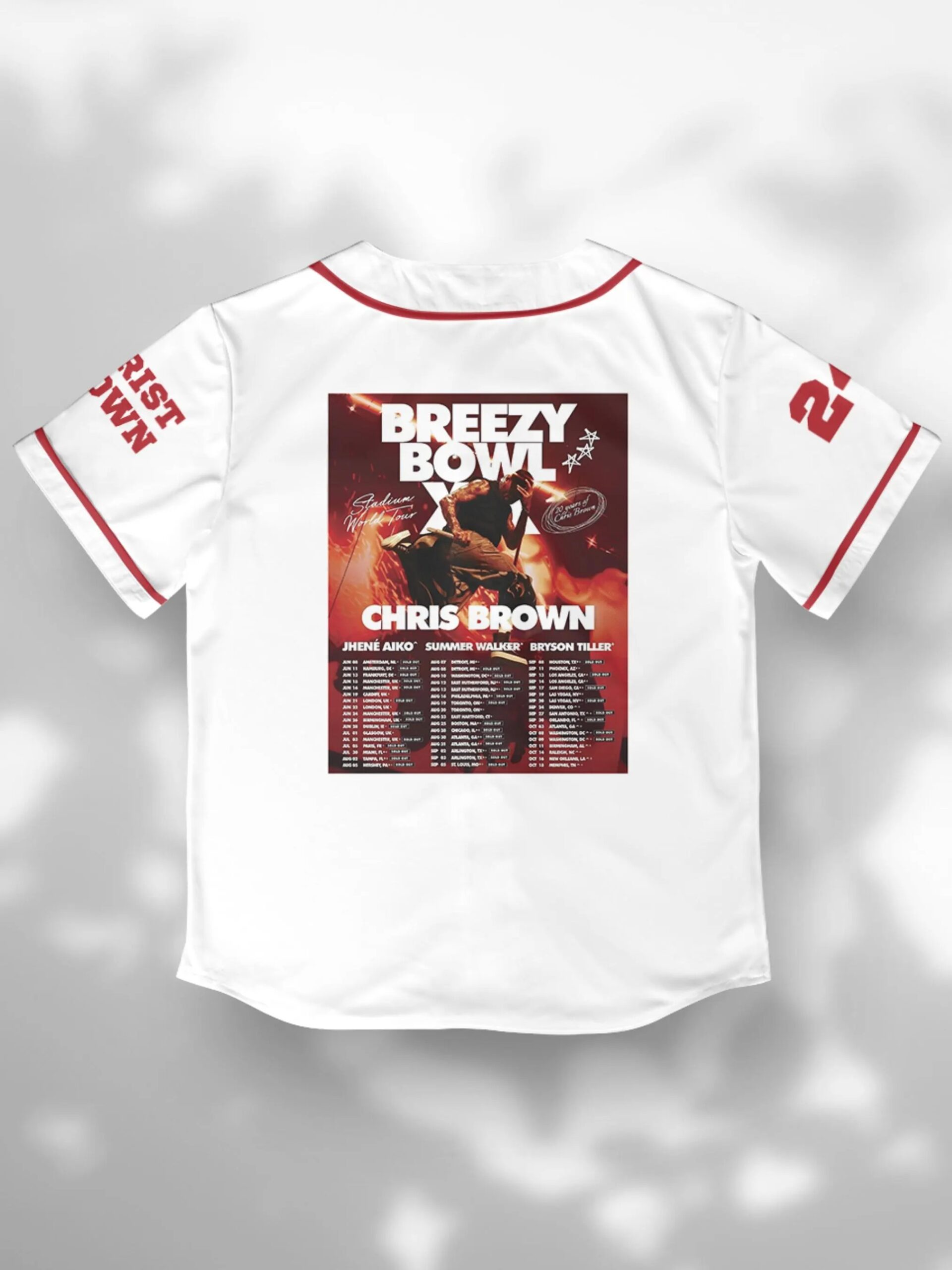 Custom Chris Brown Music Tour 2025 Baseball Jersey, Breezy Bowl XX Baseball Jersey, Custom Breezy Jersey - Image 5