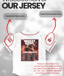 Alternative view of Custom Chris Brown Music Tour 2025 Baseball Jersey, Breezy Bowl XX Baseball Jersey, Custom Breezy Jersey