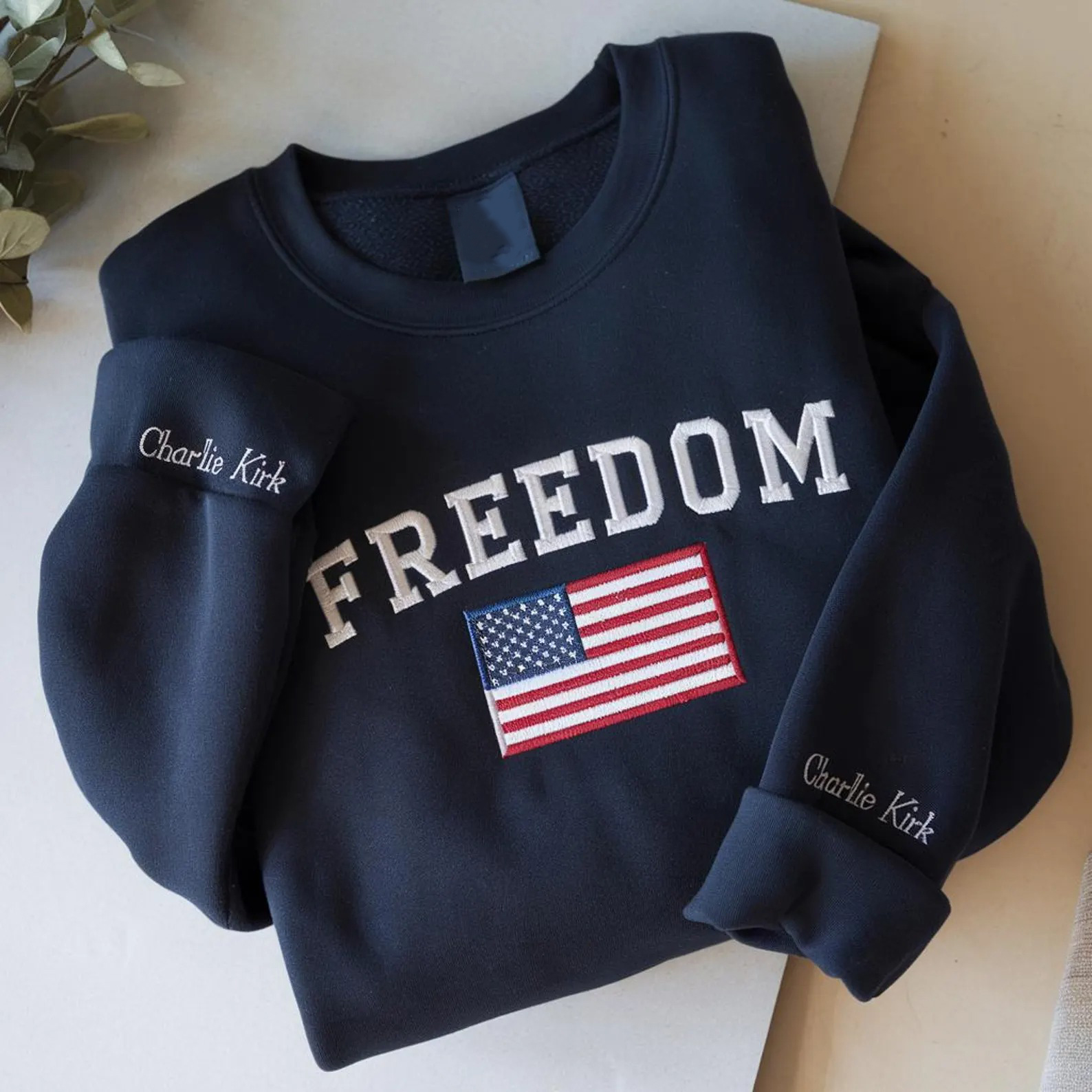 Embroidered Charlie Kirk Freedom Sweatshirt, Charlie Kirk Shirt, Charlie Kirk Freedom Sweatshirt