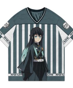 Alternative view of Anime Muichiro Print Football Jersey, Unisex Shirt Gift For Him, Anime Lover, Demon Slayer Crewneck
