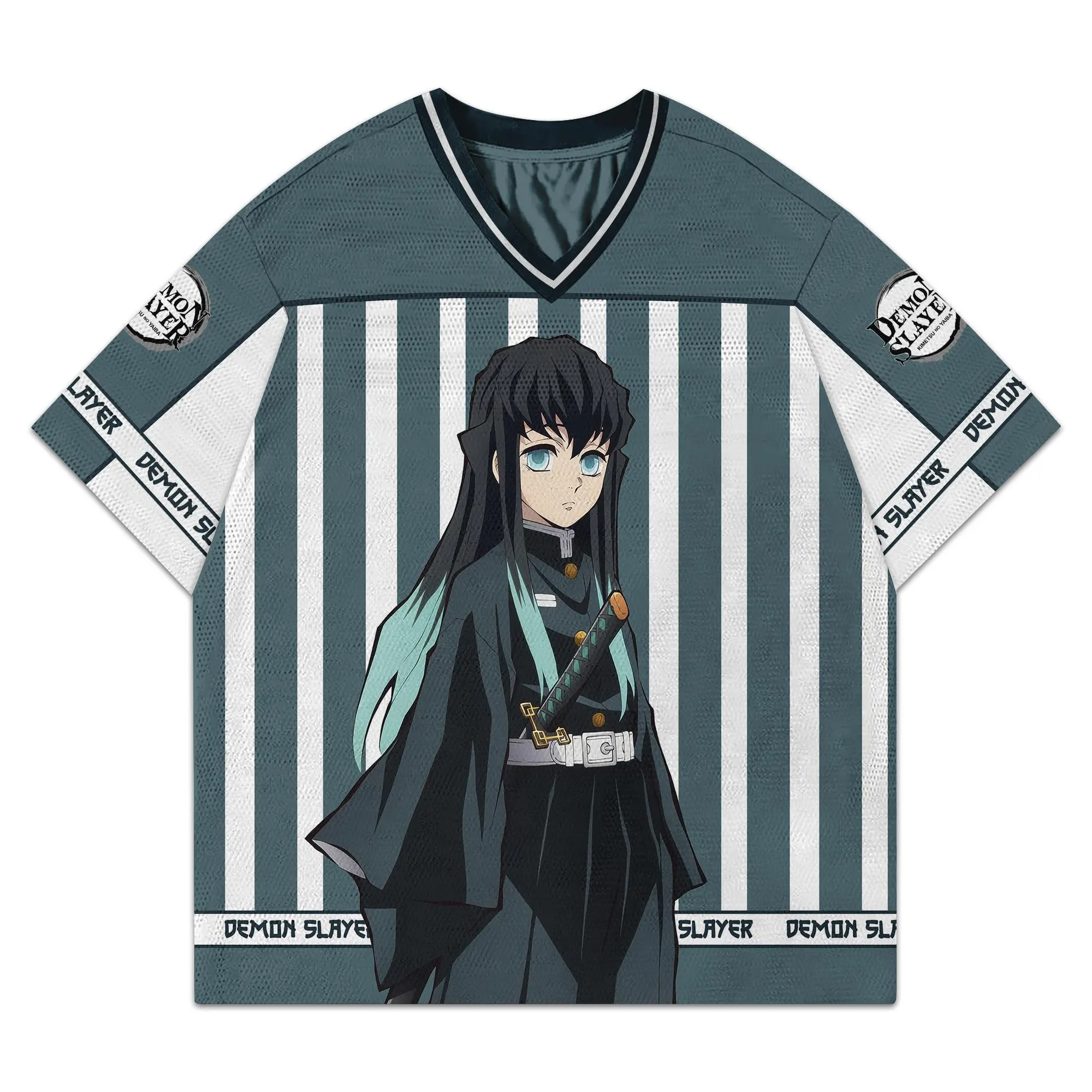 Anime Muichiro Print Football Jersey, Unisex Shirt Gift For Him, Anime Lover, Demon Slayer Crewneck - Image 2