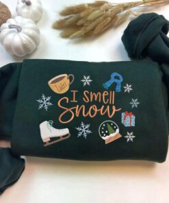 I Smell Snow Embroidered Sweatshirt, Stars Hallow Sweater, Cute Fall Bookish Embroidered Sweatshirt