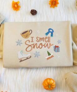 Alternative view of I Smell Snow Embroidered Sweatshirt, Stars Hallow Sweater, Cute Fall Bookish Embroidered Sweatshirt