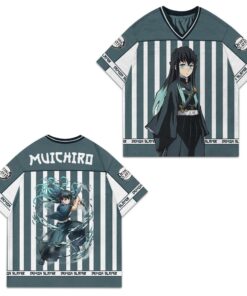 Anime Muichiro Print Football Jersey, Unisex Shirt Gift For Him, Anime Lover, Demon Slayer Crewneck