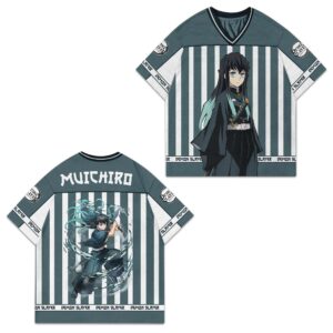 Anime Muichiro Print Football Jersey, Unisex Shirt Gift For Him, Anime Lover, Demon Slayer Crewneck