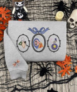 Button Girl Halloween Movie Shirt, Embroidered Scary Doll Sweatshirt, Spooky Frame Embroidered Shirt, Custom Embroidered Sweatshirt