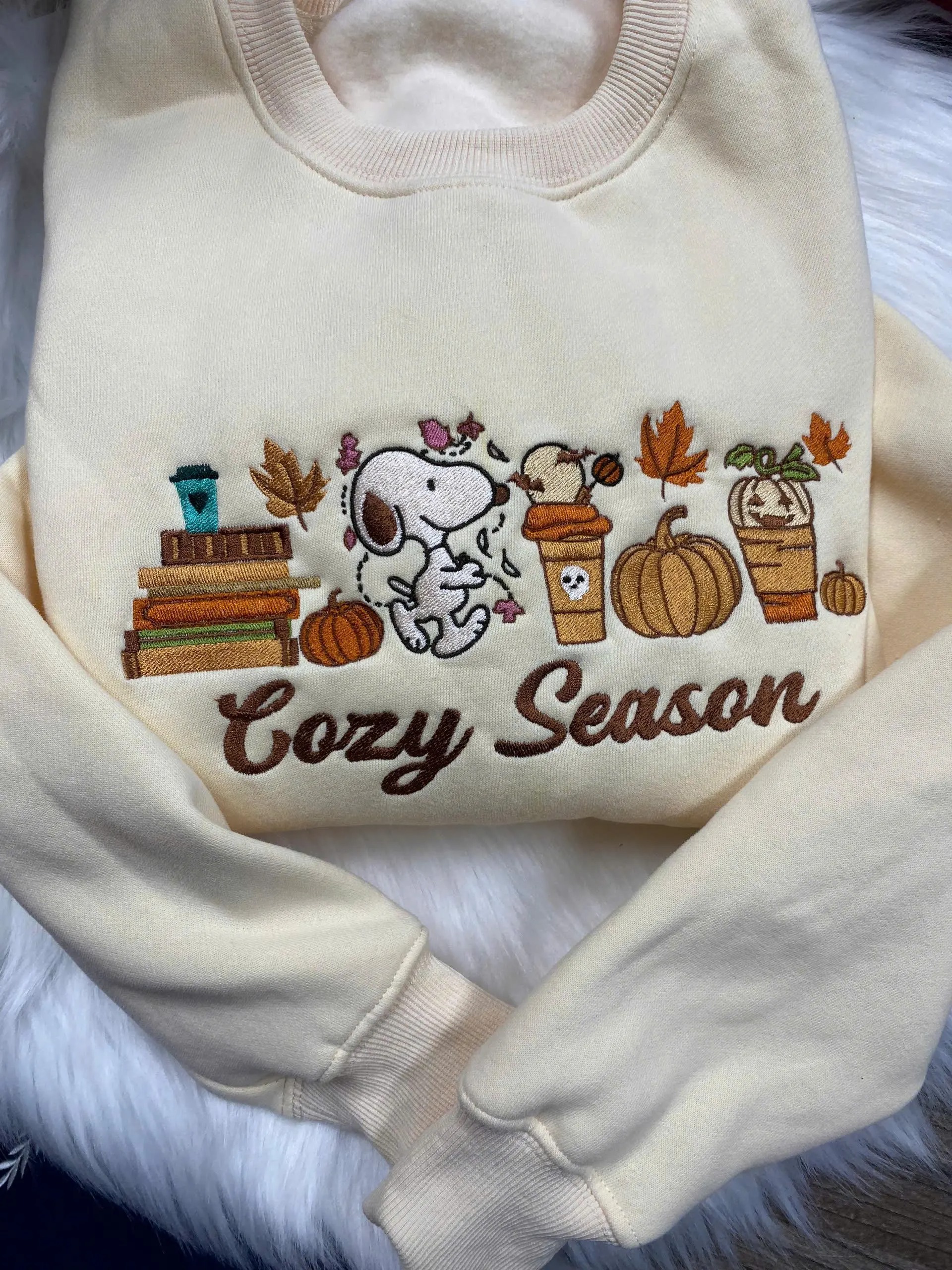 Fall Dog Embroidered, Cozy Season Embroidered, Fall Sweatshirt, Dog Sweatshirts