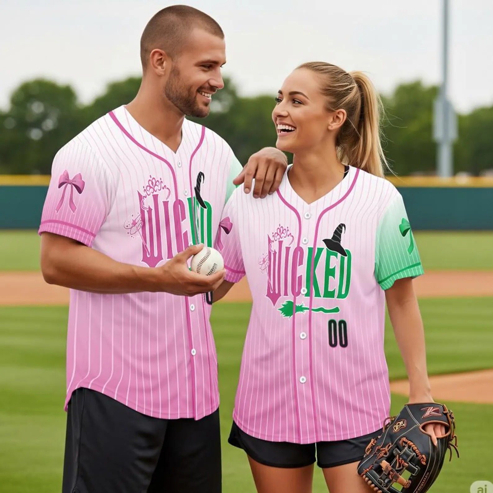 Custom Wicked Movie Baseball Jersey, Elphaba And Glinda Jersey Shirt, Wicked Musical Gift, Wicked Merch Baseball Jersey, Green Witch Shirt - Image 2