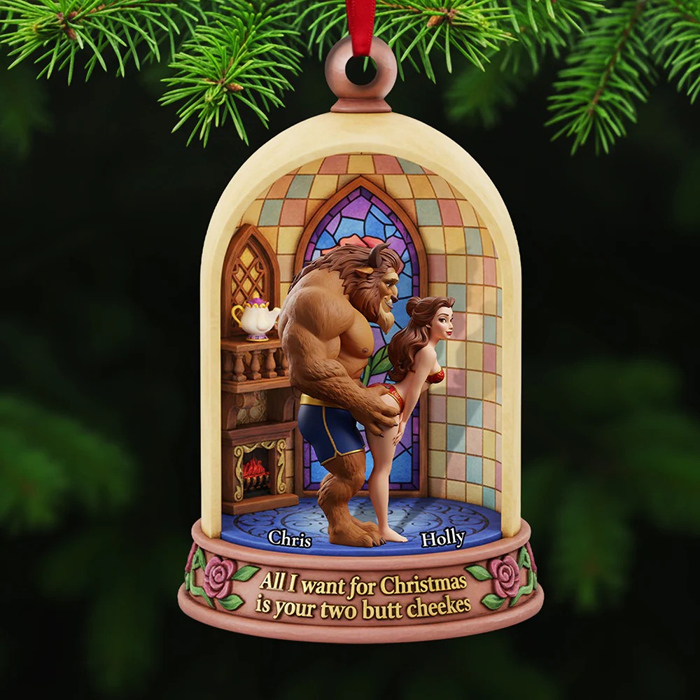 Belle And Beast Mischievous Christmas Ornament, Beauty And The Beast Funny Ornament - Image 4