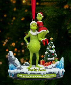 Funny Green Monster Acrylic Christmas Ornament: Personalized Romantic Gift
