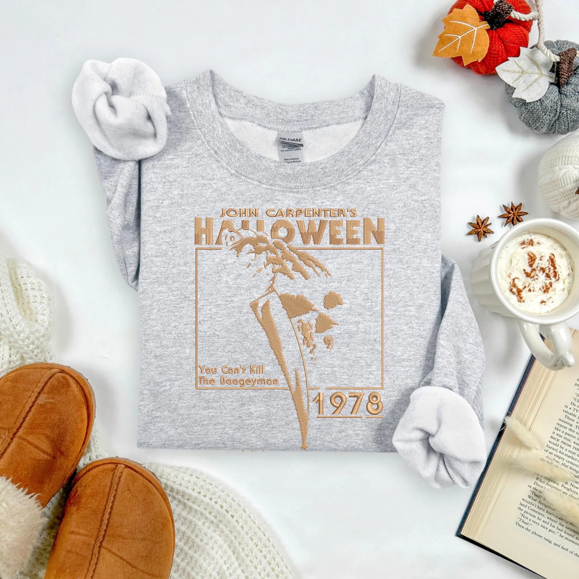 Embroidered Halloween 1978 Myers Sweatshirt, Retro Horror Slasher Crewneck, John Carpenter Scary Movie Fan Gift Sweater - Image 3