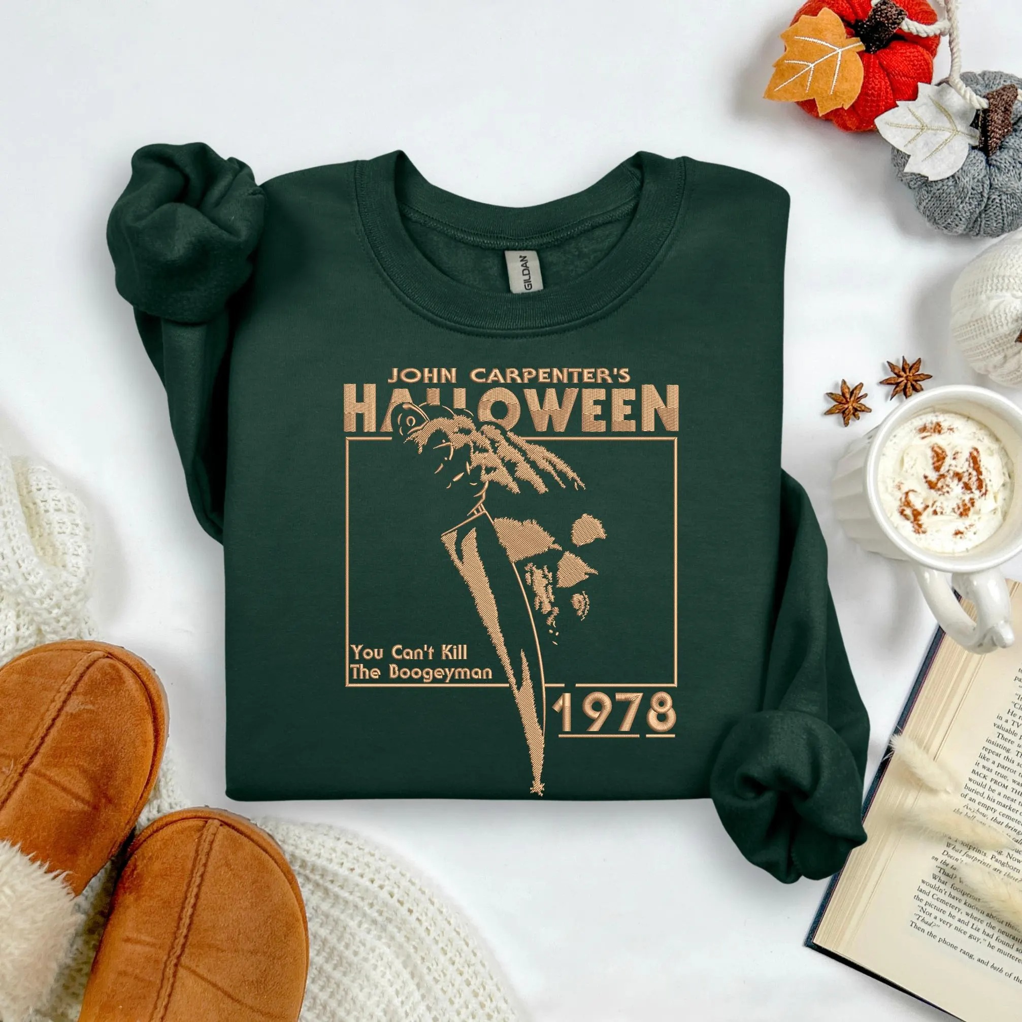 Embroidered Halloween 1978 Myers Sweatshirt, Retro Horror Slasher Crewneck, John Carpenter Scary Movie Fan Gift Sweater - Image 4