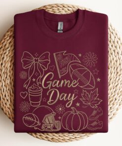 Alternative view of Embroidered Football Game day Shirt, Tis The Season Shirt, Embroidered Fall Shirt
