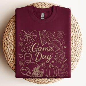 Alternative view of Embroidered Football Game day Shirt, Tis The Season Shirt, Embroidered Fall Shirt