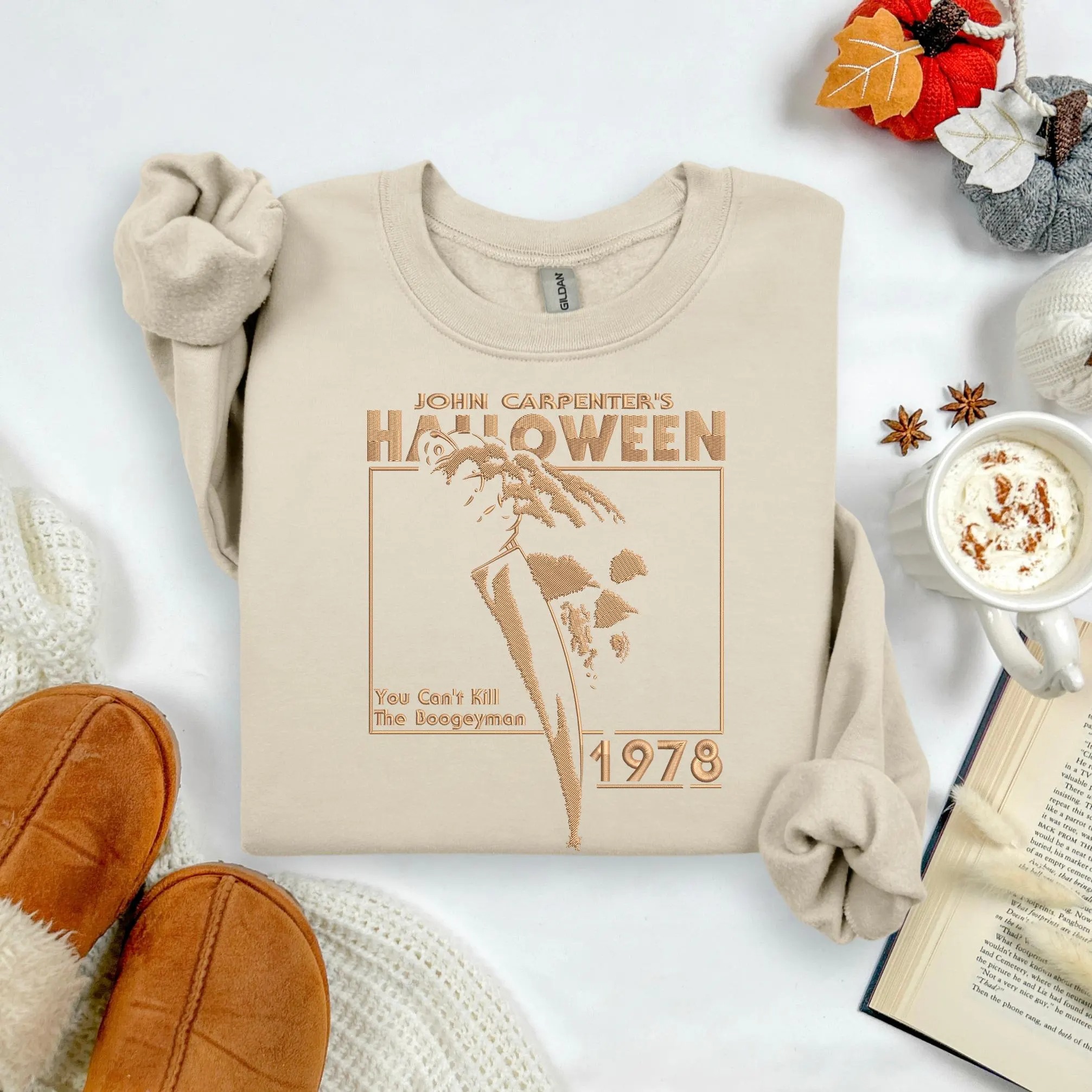 Embroidered Halloween 1978 Myers Sweatshirt, Retro Horror Slasher Crewneck, John Carpenter Scary Movie Fan Gift Sweater - Image 5