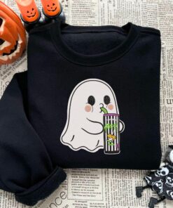 Embroidered Alani Ghost Embroidered Sweatshirt, Funny Halloween Ghost Sweater, Spooky Season Embroidery Shirt