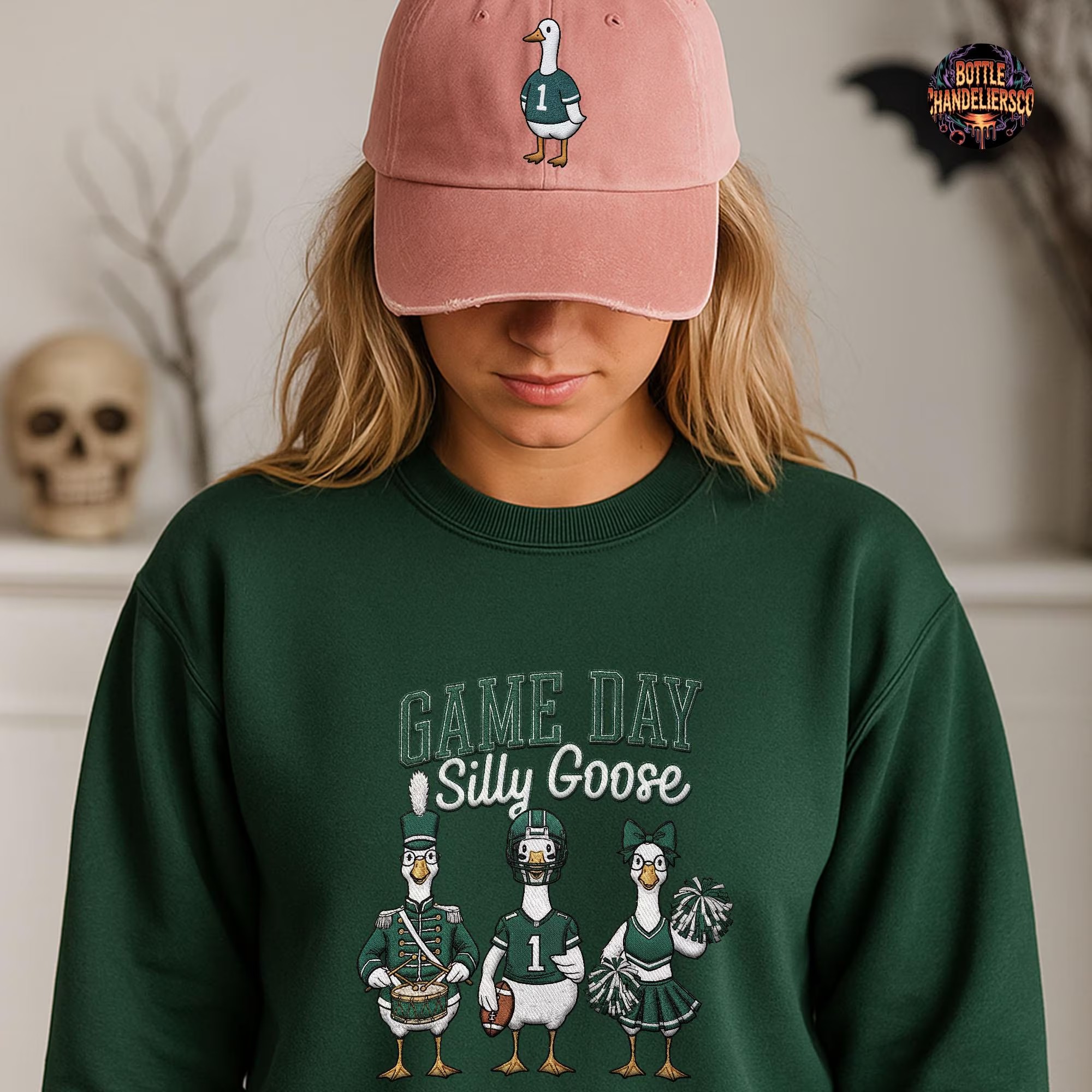 Game Day Silly Goose Embroidered Sweatshirt, Football Goose Shirt, Bird Gang Embroidered Shirt - Image 2