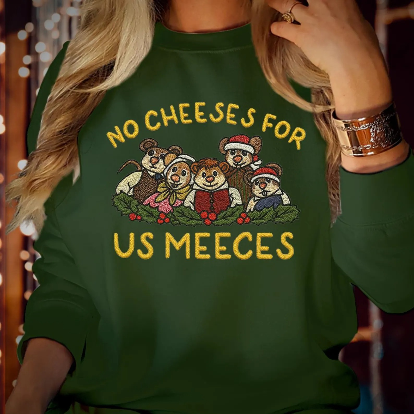 Christmas Sweatshirt No Cheeses For Us Meeces - Christmas Carol Jumper Puppets Sweater Xmas Gift - Image 2