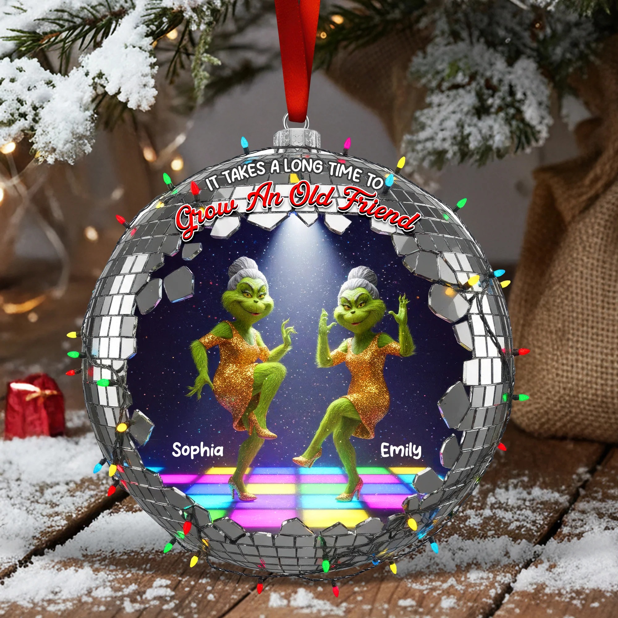 Grinch Monster Friends Acrylic Ornament - Personalized Gift For Besties - Image 4