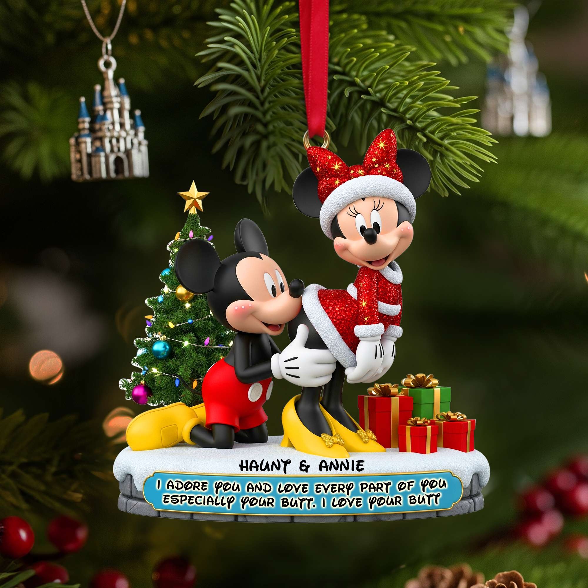 Mickey Mouse Christmas Ornament, Disney Christmas Tree Decoration Gifts, Disney Couple Ornament - Image 3