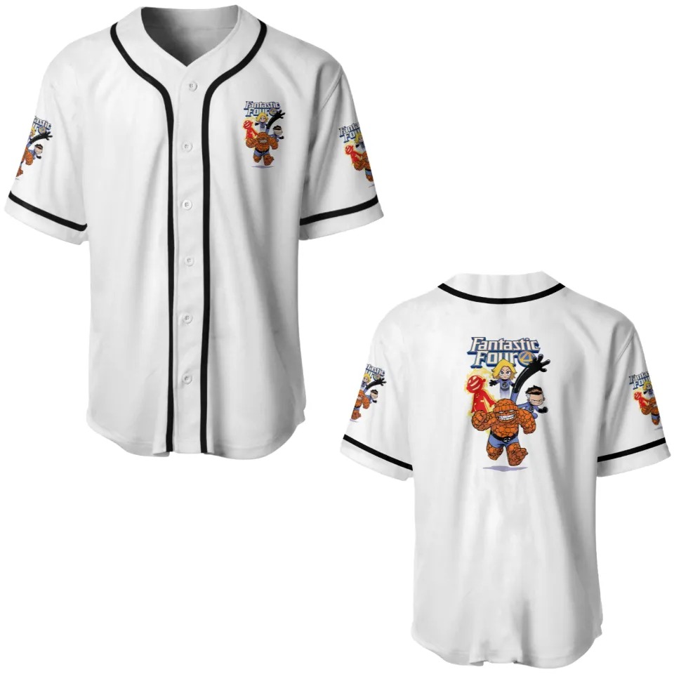 kawaii fantastic four super family Baseball Jerseys - White