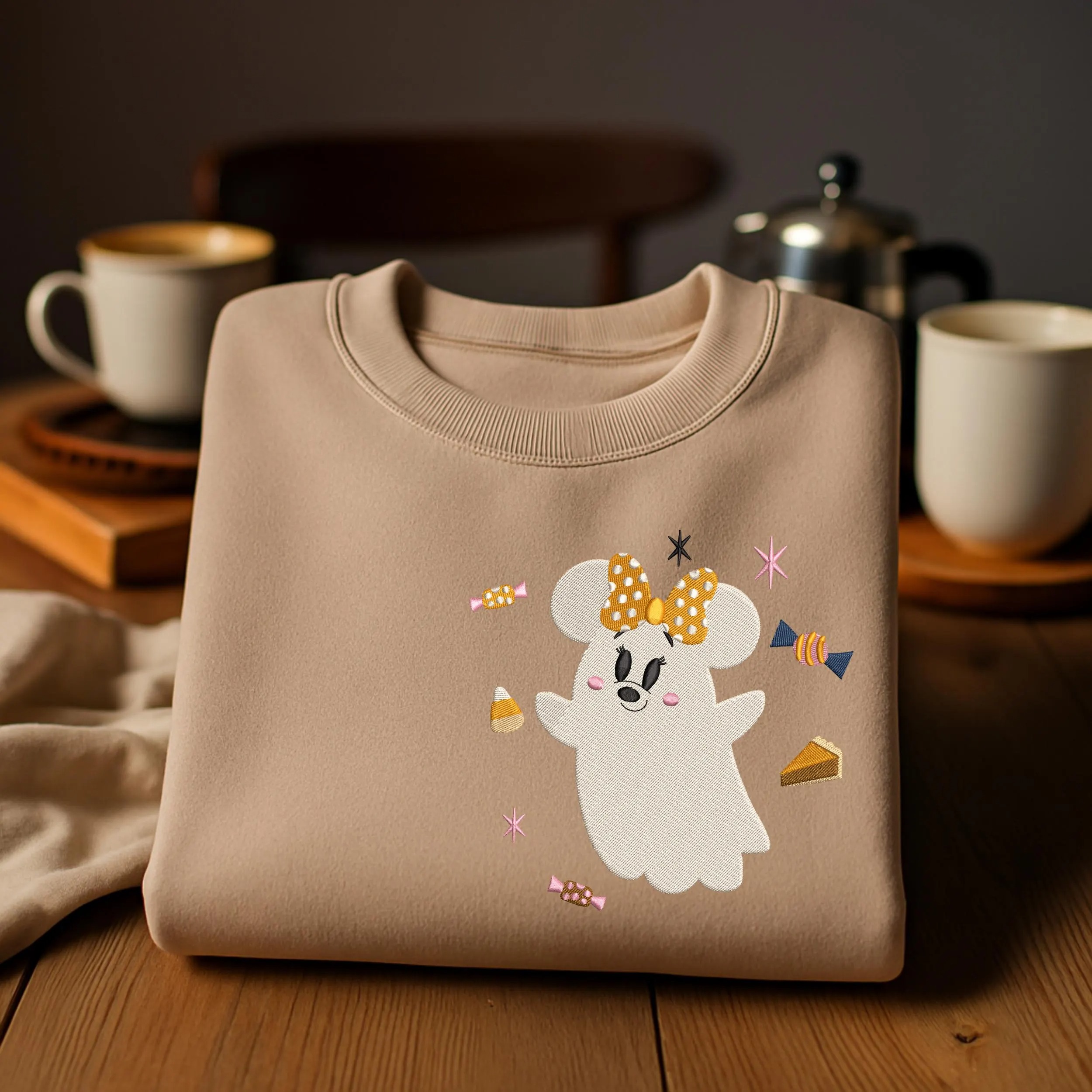 Halloween Mouse Embroidered Sweatshirt, Ghost Embroidered Shirt, Magic Kingdom Hoodie - Image 4