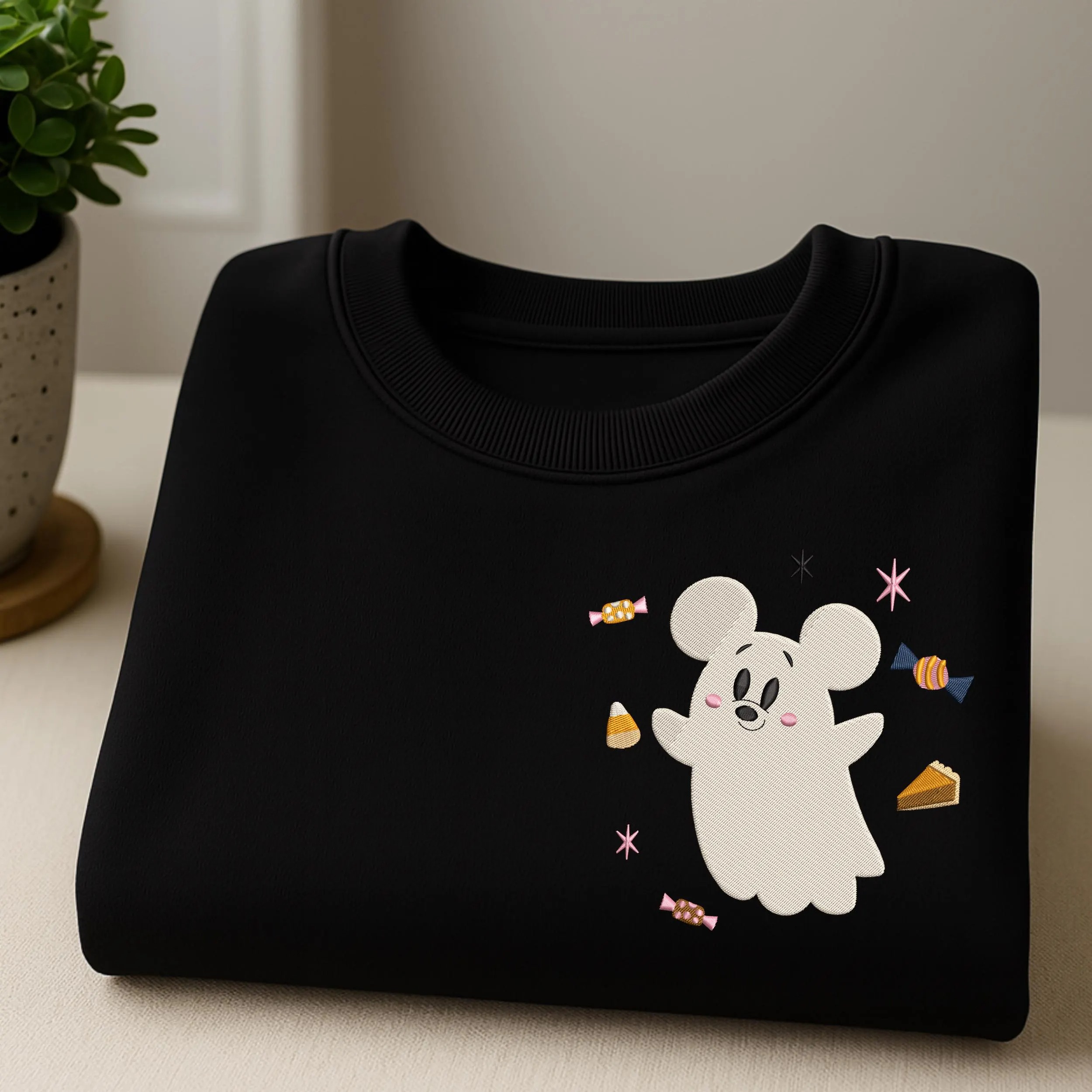 Halloween Mouse Embroidered Sweatshirt, Ghost Embroidered Shirt, Magic Kingdom Hoodie - Image 5