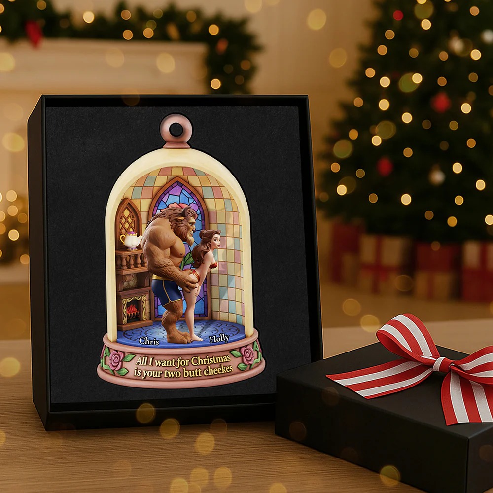 Belle And Beast Mischievous Christmas Ornament, Beauty And The Beast Funny Ornament - Image 2