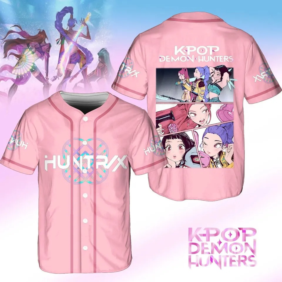 Kpop Huntrix Baseball Jersey Shirt, Kpop Demon Hunters Baseball Jersey