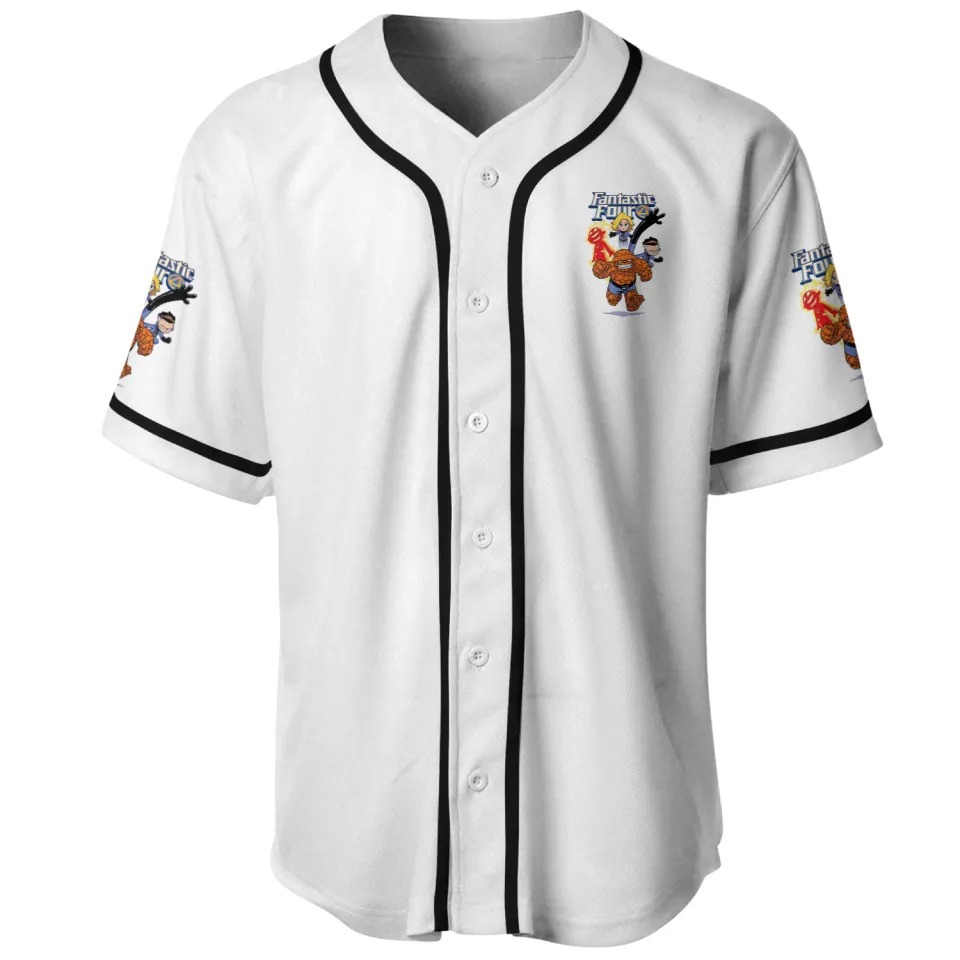 kawaii fantastic four super family Baseball Jerseys - White - Image 2