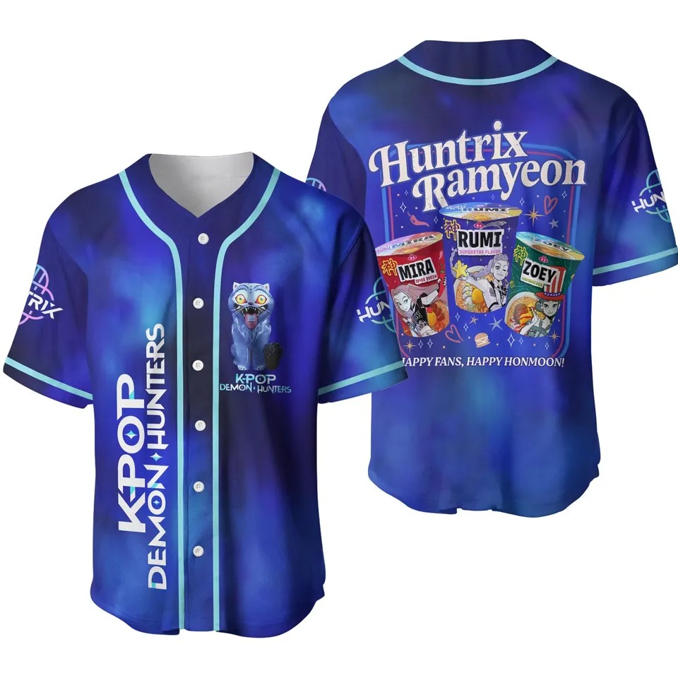 Huntrix Ramyeon Baseball Jersey, Kpop Demon Hunters Baseball Jersey
