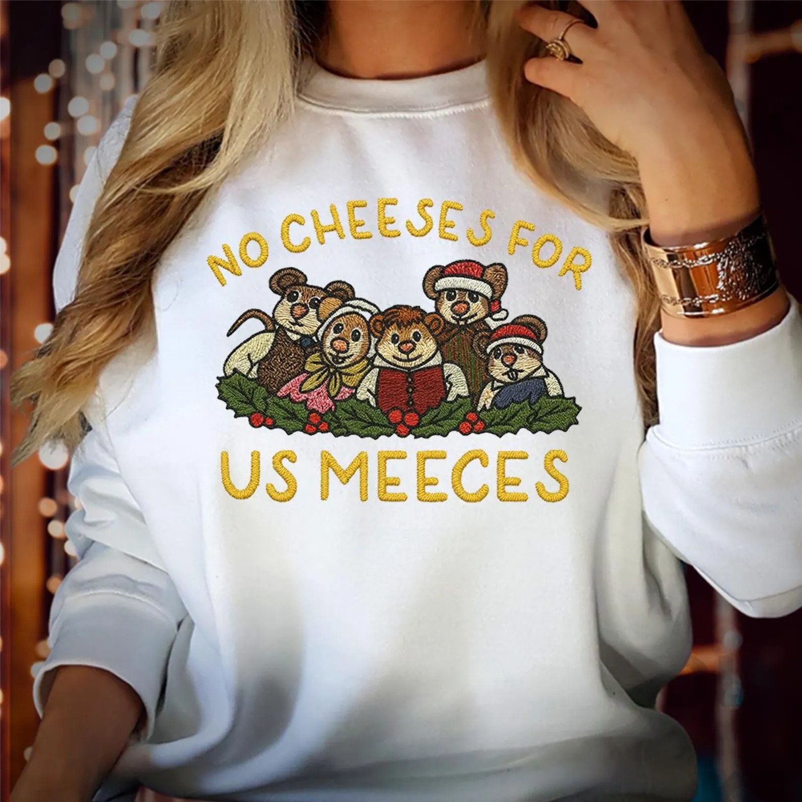 Christmas Sweatshirt No Cheeses For Us Meeces - Christmas Carol Jumper Puppets Sweater Xmas Gift