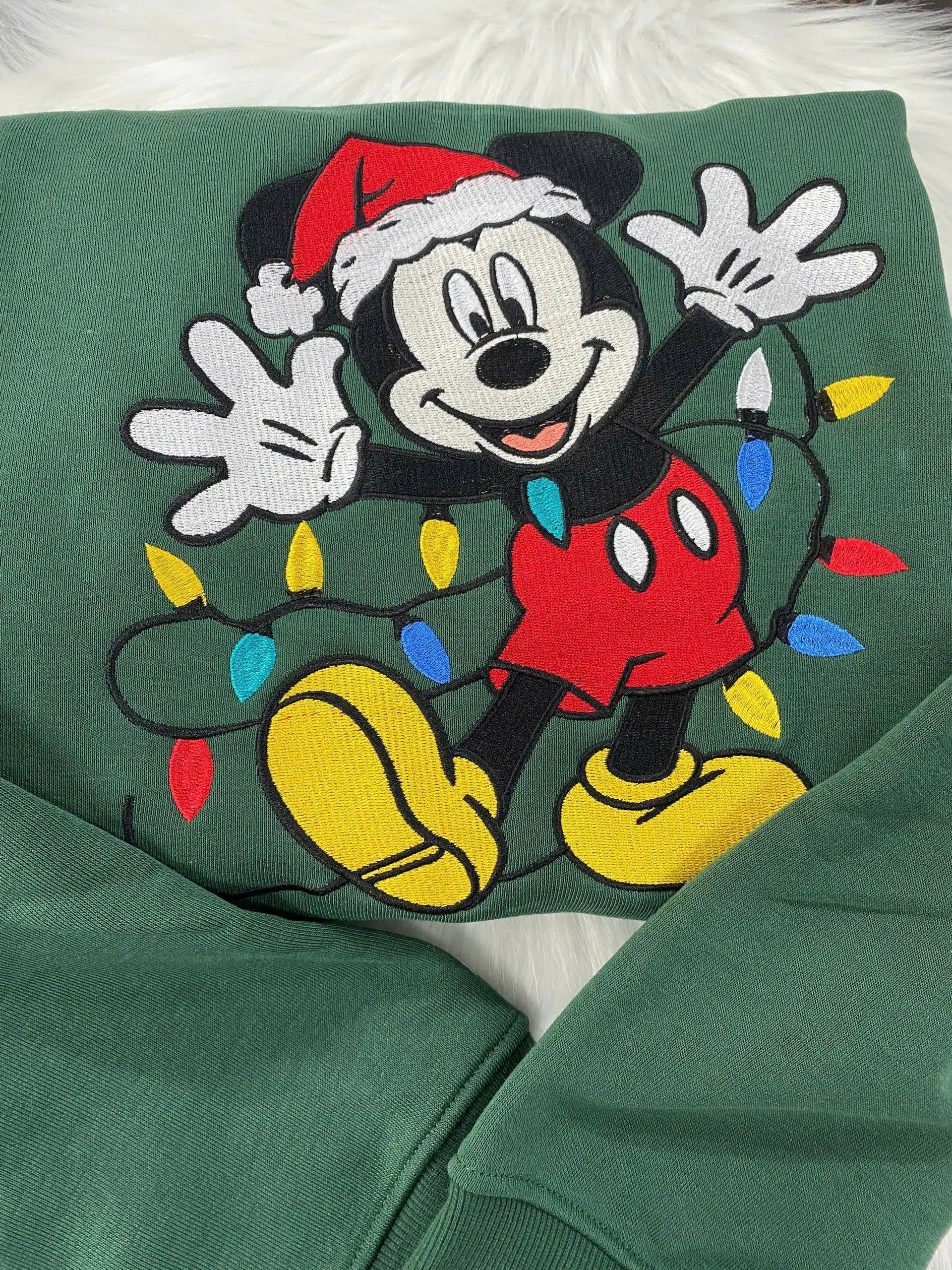 Embroidered Mickey Mouse Christmas Sweatshirt, Disney Holiday Embroidered Crewneck, Disney Family Christmas Shirts - Image 2