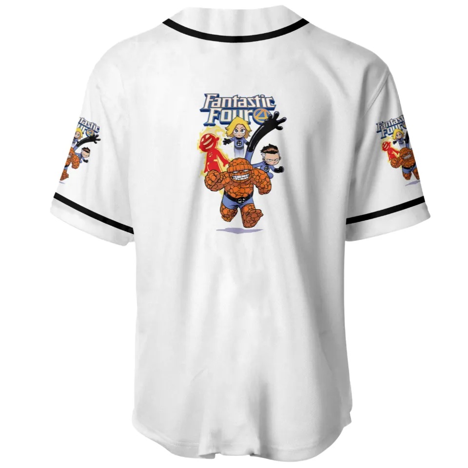 kawaii fantastic four super family Baseball Jerseys - White - Image 3