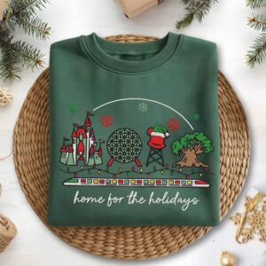 Embroidered Disney Christmas Home For The Holiday Sweatshirt, Xmas Epcot Embroidery Shirt, Mickey's Very Merry Xmas Party