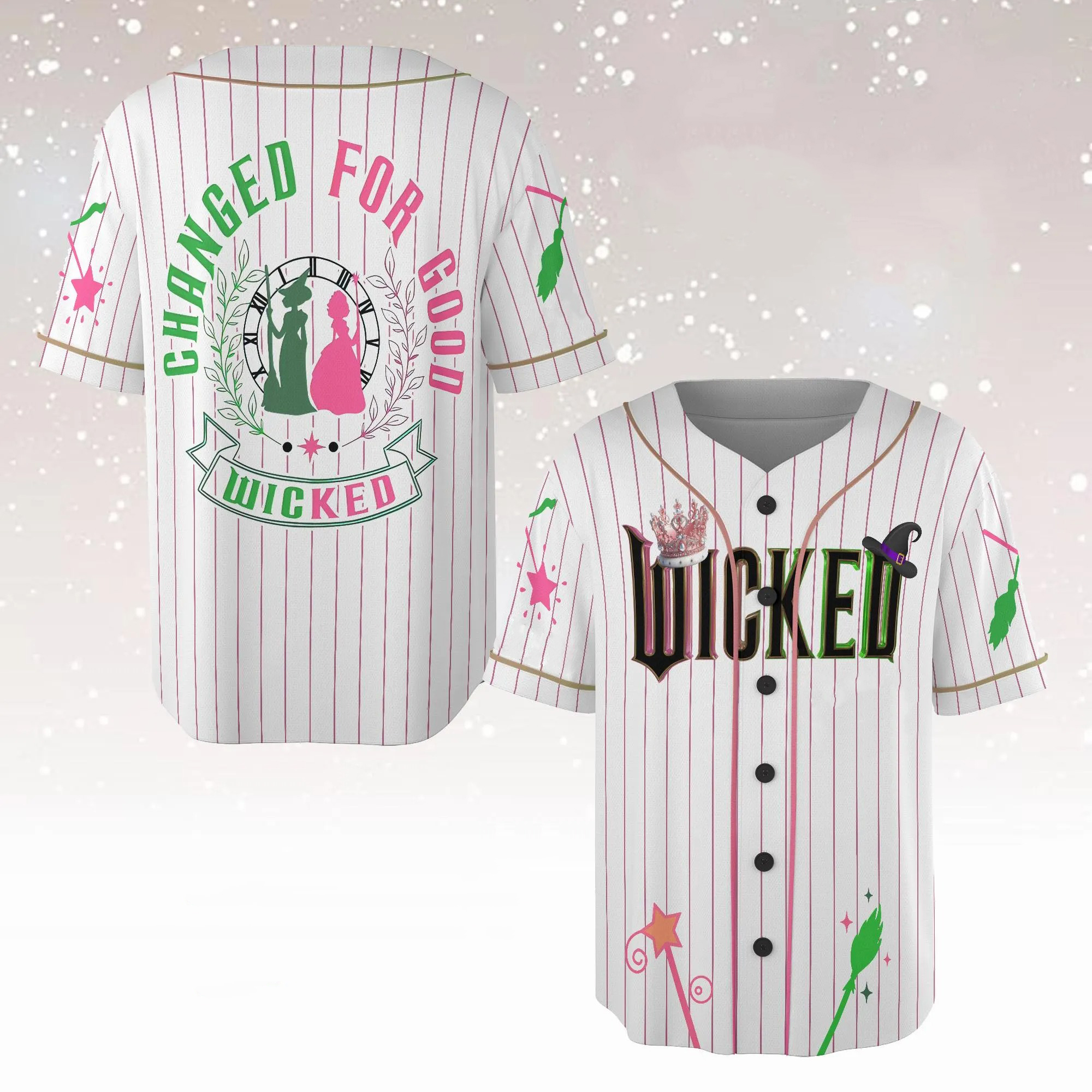 Wicked Witch Baseball Jersey, Changed For Good Shirt, Elphaba and Glinda Jersey, Shiz University Gift, Wicked Musical Movie Fan Gift