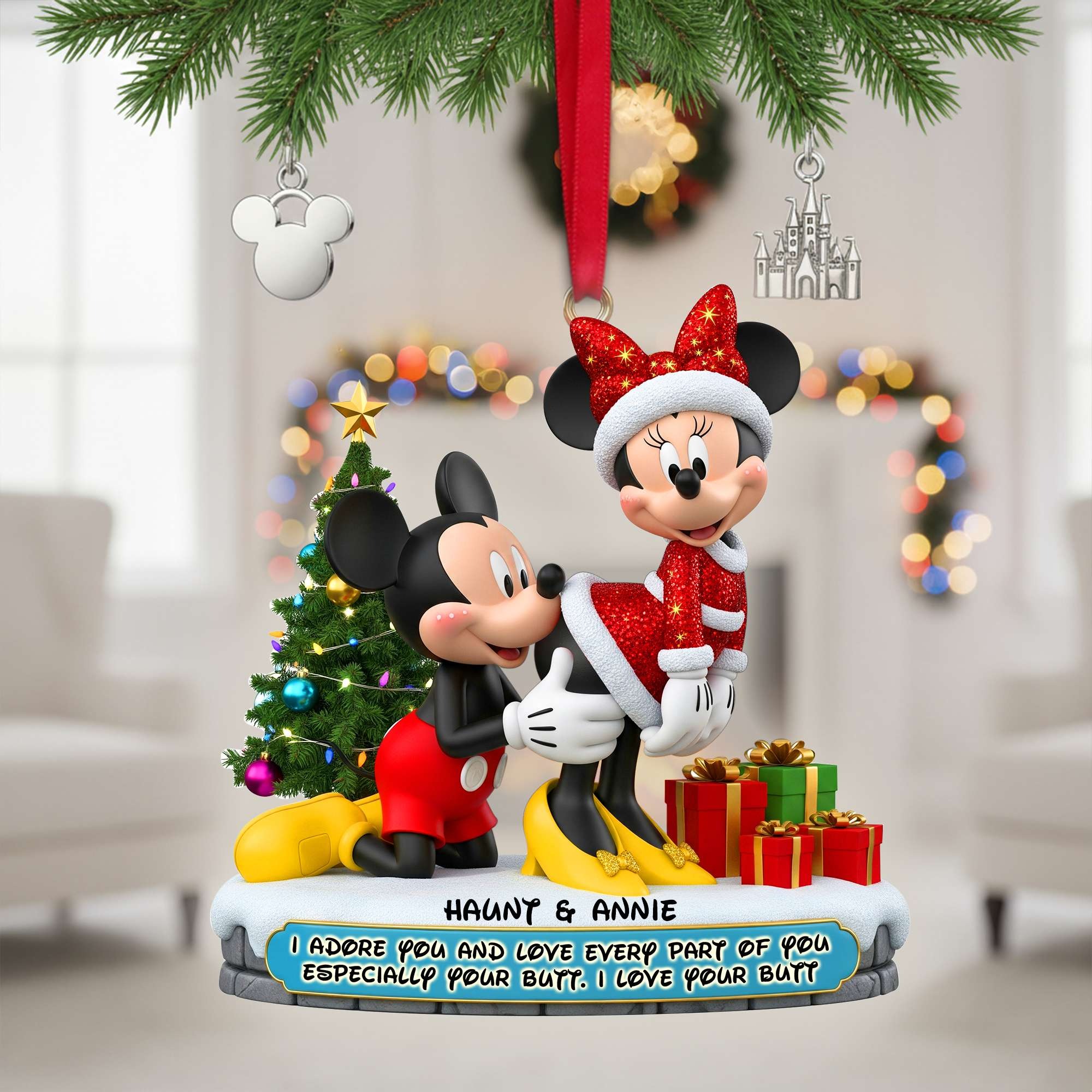Mickey Mouse Christmas Ornament, Disney Christmas Tree Decoration Gifts, Disney Couple Ornament - Image 6