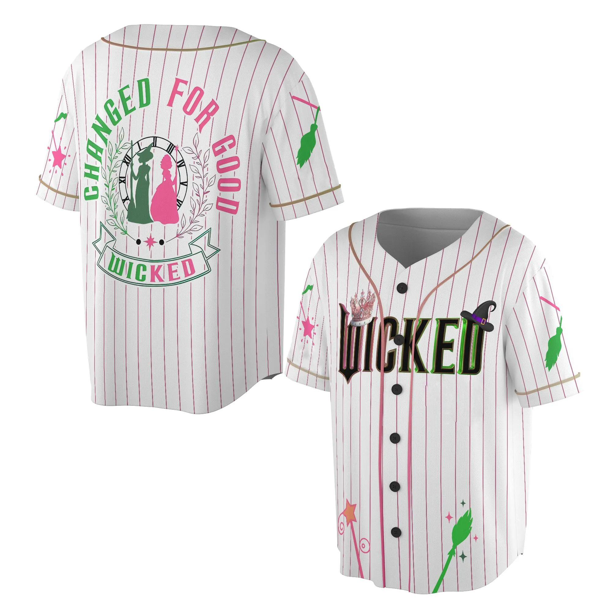 Wicked Witch Baseball Jersey, Changed For Good Shirt, Elphaba and Glinda Jersey, Shiz University Gift, Wicked Musical Movie Fan Gift - Image 2