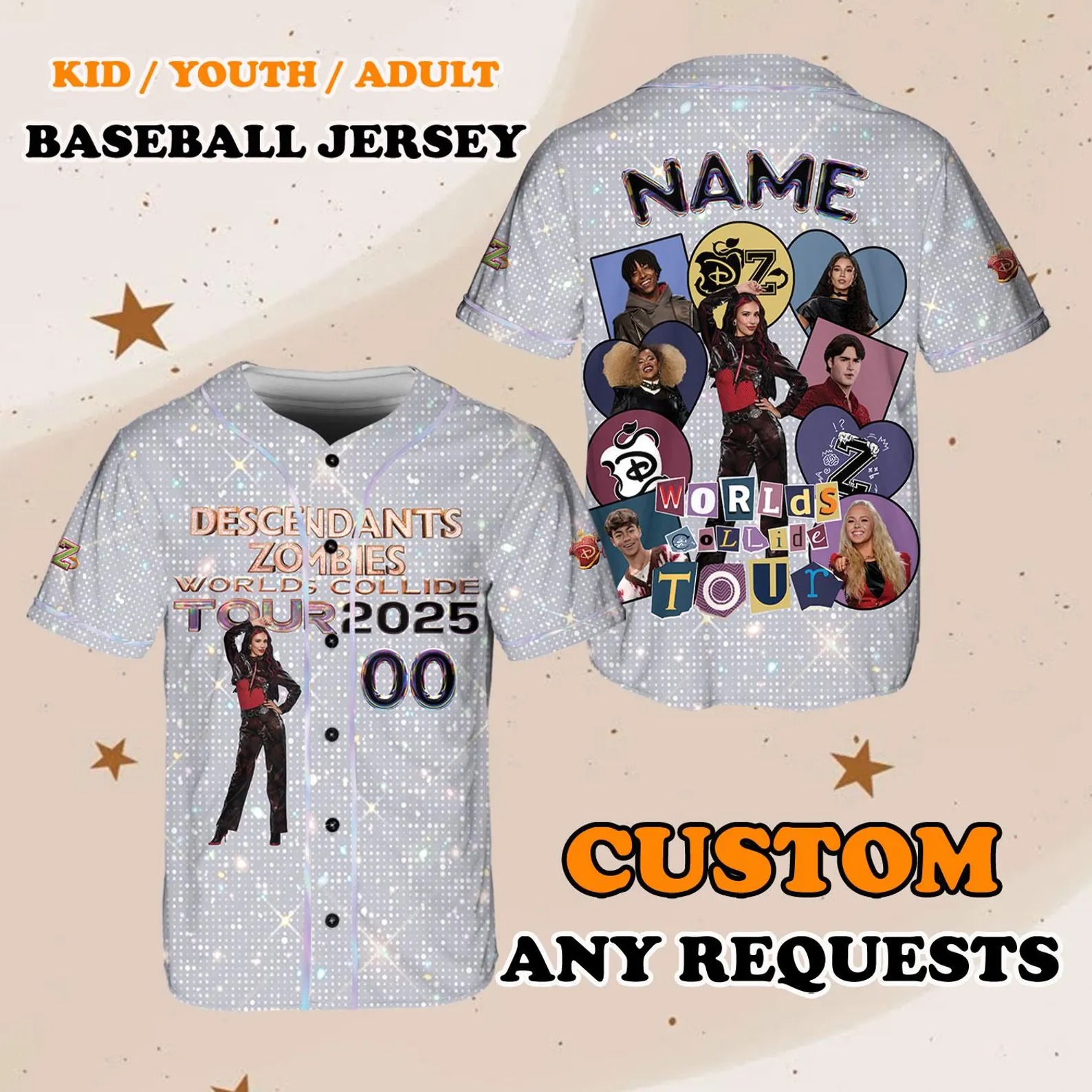 Descendants Kylie Cantrall Jersey Shirt, Descendants Zombies Worlds Collide Tour Baseball Jersey - Image 2