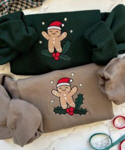 Embroidered Christmas Gingerbread Sweatshirt, Holiday Sweatshirt, Gingerbread Man Embroidered Sweater