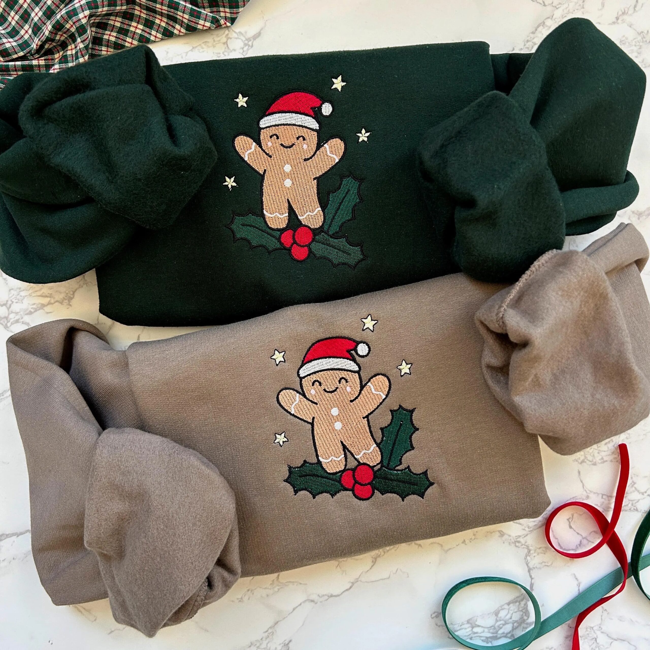 Embroidered Christmas Gingerbread Sweatshirt, Holiday Sweatshirt, Gingerbread Man Embroidered Sweater